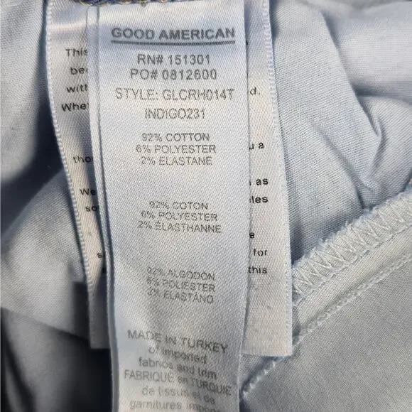 Good American Jeans Womens Size 6/28 Skinny Distressed Knee Frayed Hem 26" Waist - Picture 11 of 16